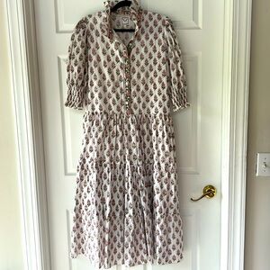 Neve and Noor dress, made in England, ruffle detail, floral dress. M/L